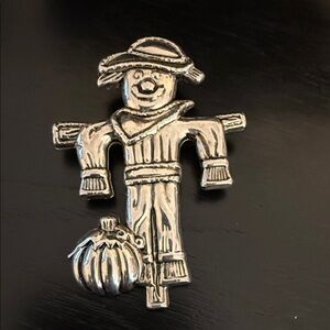 Best brand silvertone scarecrow and pumpkin convertible brooch and pendant